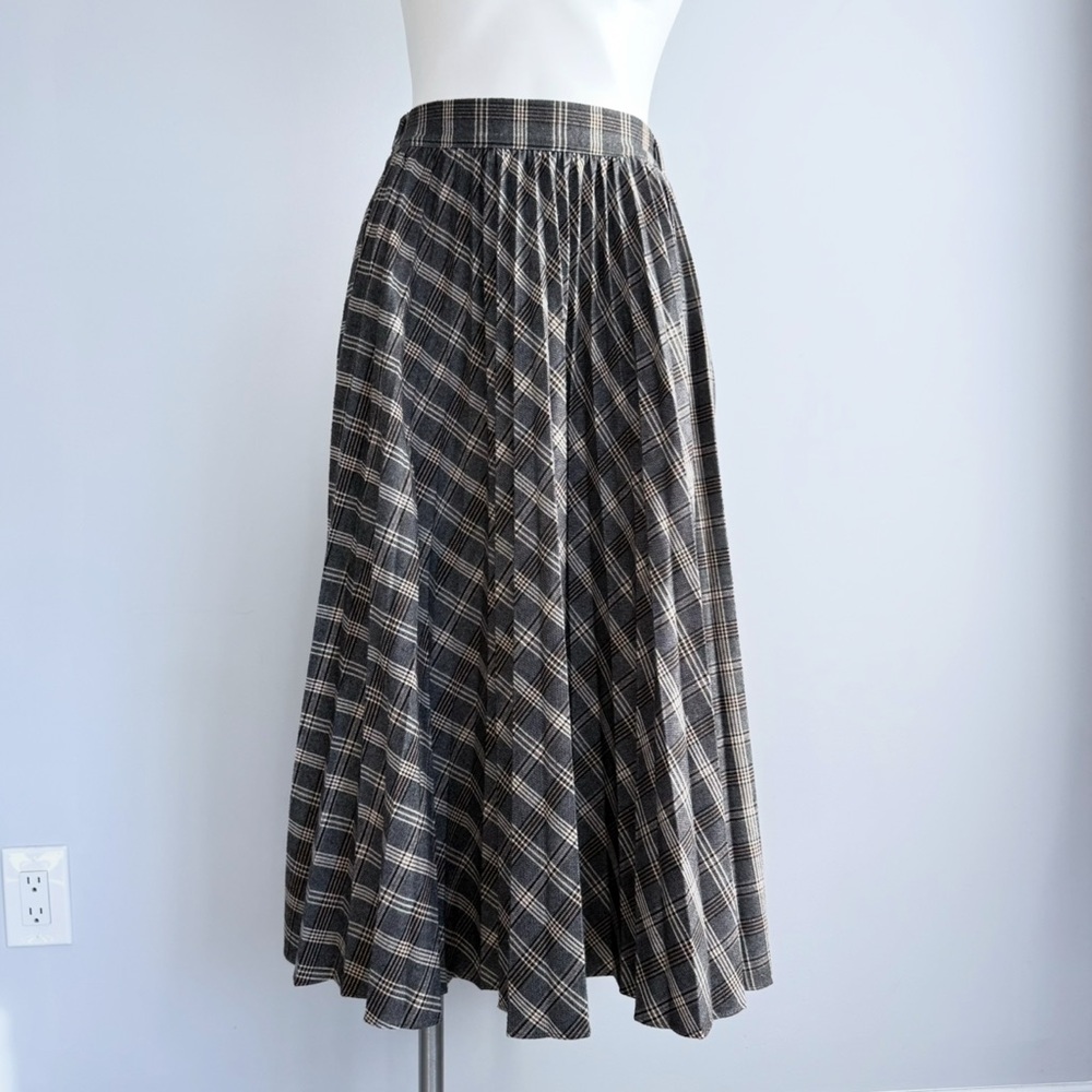 The Row Plaid Wool A-Line Midi Skirt S High Waist Pleated Quiet Luxury Academia - Picture 3 of 16